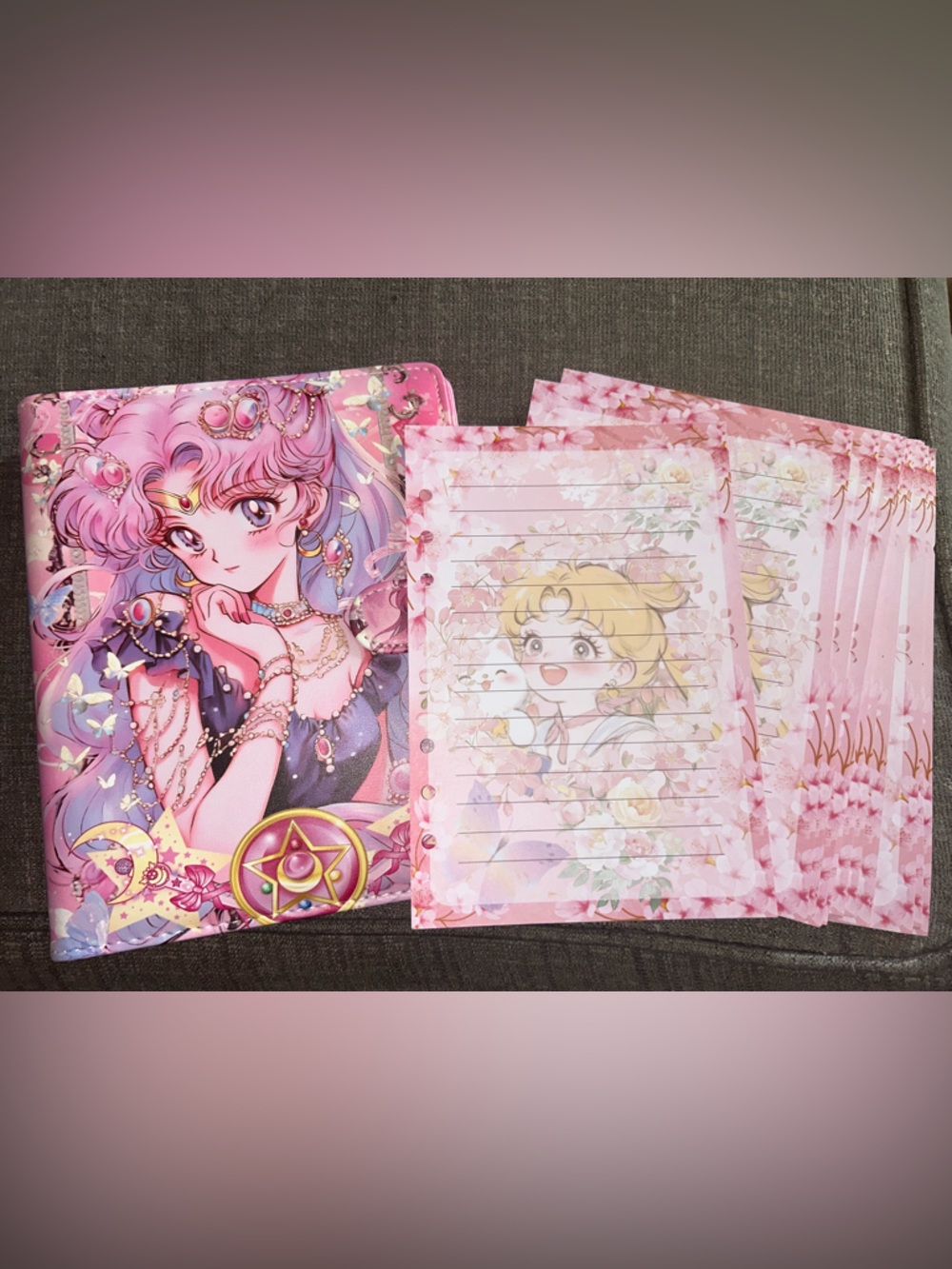 Pink Sailor Moon Themed A5 Binder w/Paper Set